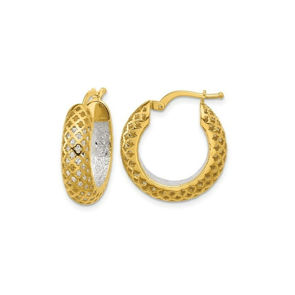 Gem & Harmony Diamond Cut Hoop Earrings in 14K Yellow Gold for Women