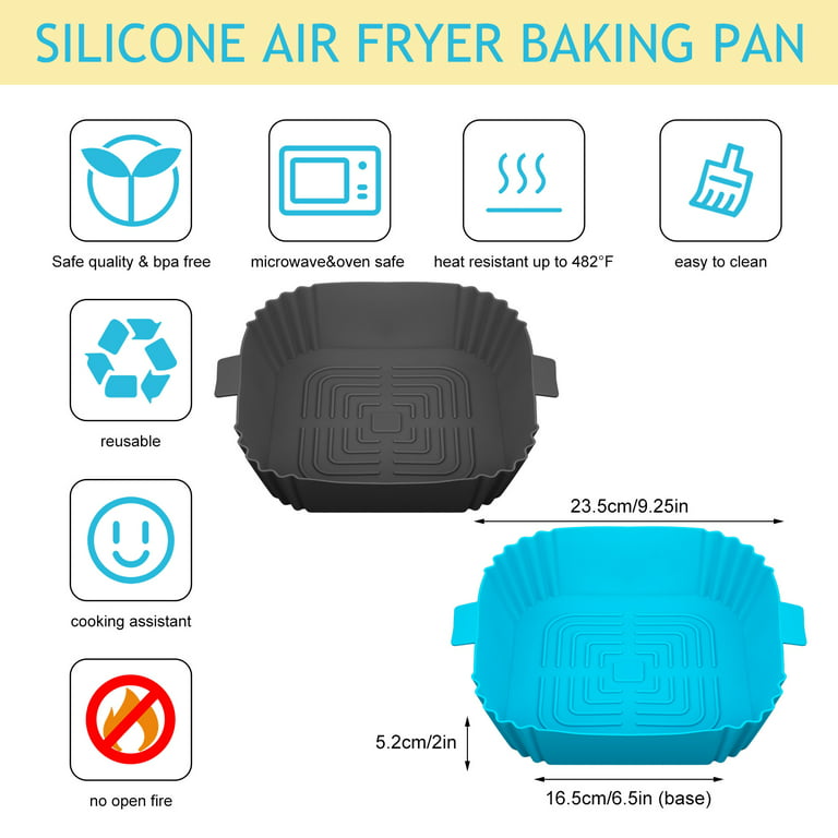 Square Air Fryer Silicone Liners, 9 Inch 7 to 10 QT Food Grade