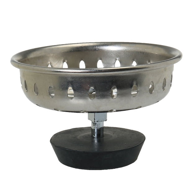 Stainless Steel Kitchen Sink Drain Strainer With Rubber Stopper – 3.2" Waste Plug, NGL-K32