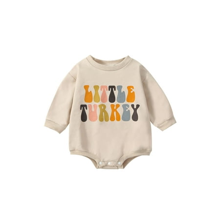 

AYLMMRTS Infant Baby Boys Girls Thanksgiving Jumpsuit Turkey Print Long Sleeve Sweatshirt Romper