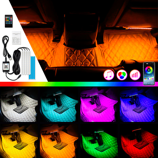 4pcs Rgb Multi Color Led Engine Bay Or Under Car Lighting Kit W Wireless Remote With App Walmart Com Walmart Com