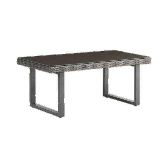 Mesa de Centro NATERIAL Tipo Rattan Apta para Exterior con Tapa de Cristal NOA