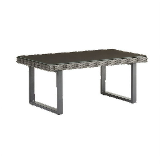 Mesa de Centro NATERIAL Tipo Rattan Apta para Exterior con Tapa de Cristal NOA