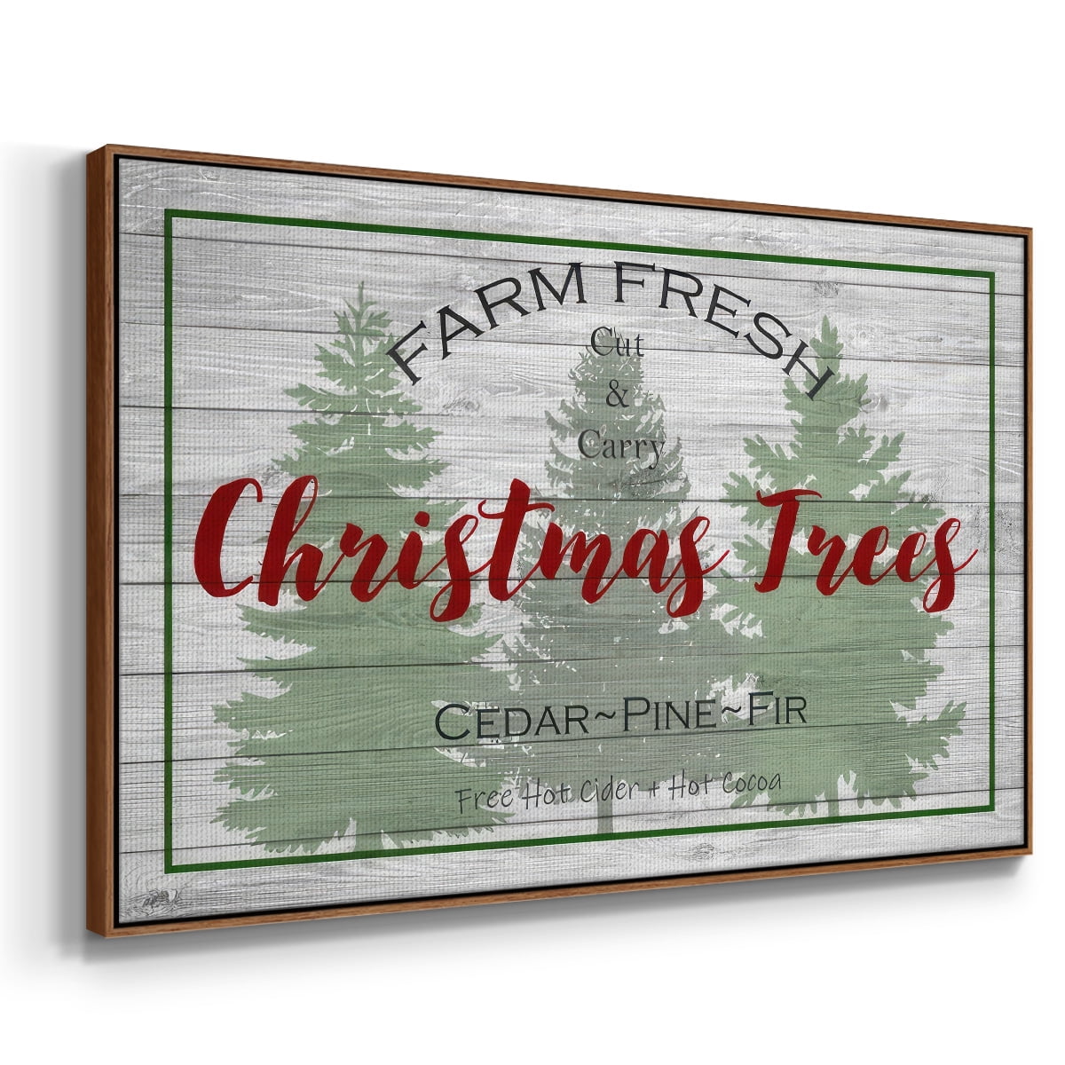Farm Fresh - Framed Gallery Wrapped Holiday Canvas - 25 x 37 - Rosewood Frame