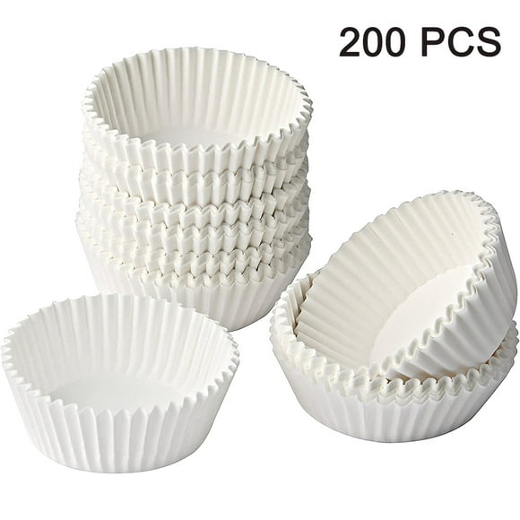 200 White Oil Paper Cups, Muffin Cup Cakes, Oil Paper Cups, Aluminum Foils for Sweet and Savory Muffins