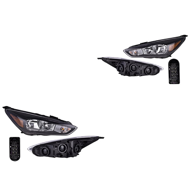 Par de Faros Focus 2015 A 2016 Ford Fdo Negro C/Luz Día DEPO .