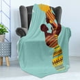thumbnail image 4 of African Soft Flannel Fleece Throw Blanket, Mother with Her Baby in Clothes Retro Style Fashion Image, Cozy Plush for Indoor and Outdoor Use, 50" x 70", Turquoise Marigold, by Ambesonne, 4 of 5