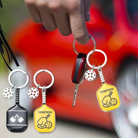 Clearance Items! Gosuguu Pickleball Racket Keychain, Alloy Sports Pendant, Pickleball Keychain, Simulation Sports Keychain for Bag or Car, Fun Pickleball Accessory for Sports Fans
