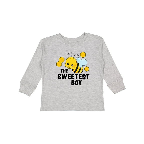 Inktastic The Sweetest Boy with Bee and Honey Combs Boys or Girls Long Sleeve Toddler T-Shirt