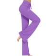 thumbnail image 2 of PMVFHDE Women's Flared Leg Yoga Pants Solid Color Bootcut Workout Pants Relaxed Fit Stretchy Comfortable Trousers Purple，L, 2 of 6