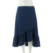 Du Jour Button Front Knit Skirt Flounce Navy S NEW A307041