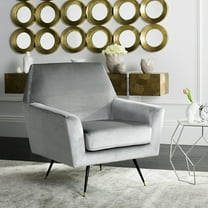 SAFAVIEH Nynette Velvet Retro Mid Century Accent Chair, Light Grey
