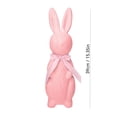 thumbnail image 2 of Easter Rabbit decor, Flocked Easter Bunny, 15 in, Standing Silhouette, Holiday Mantle, Seasonal Event, Pink Satin Bow, 1 Pc, Spring Home decor, 2 of 6