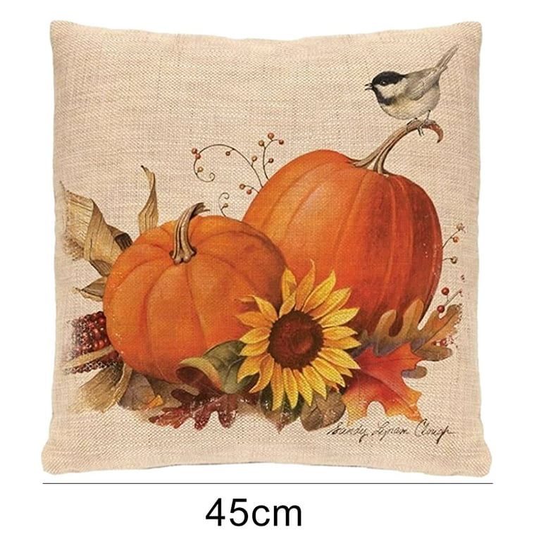 Coolmade 4 Pack Fall Throw Pillow Covers Thanksgiving Farmhouse Decorative  Autumn Square Pillowcase Linen Cushion Case for Home Decor 18x18 Inches