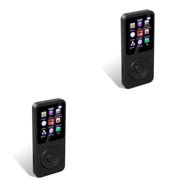 Inteprter Reproductores de música MP3 MP4 Reproductor externo compatible con Bluetooth E-book Deporte Grabadora de voz Soporte Dispositivo Negro Sin tarjeta TF 2Conjunto
