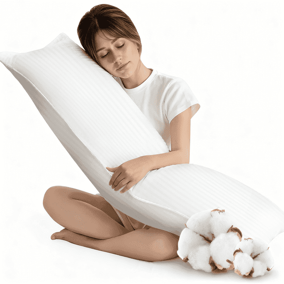COOKEY QUEEN Full Body Pillow for Side Sleepers - 20x54 Inch, Soft & Breathable, Supports Spine Alignment for Back and Side Sleep (White)