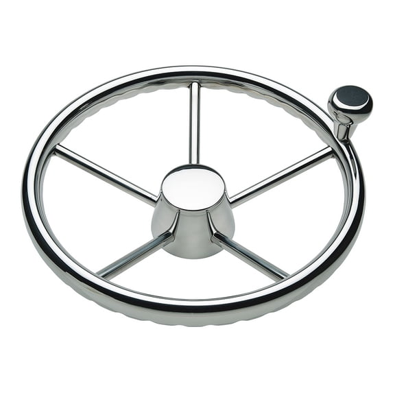 Schmitt Ongaro Marine Products 1731321FGK-R Schmitt Marine 170 Finger Grip Destroyer 5-spoke 13.5" Stainless Steel Cap 3/4" Tapered Shaft W/knob
