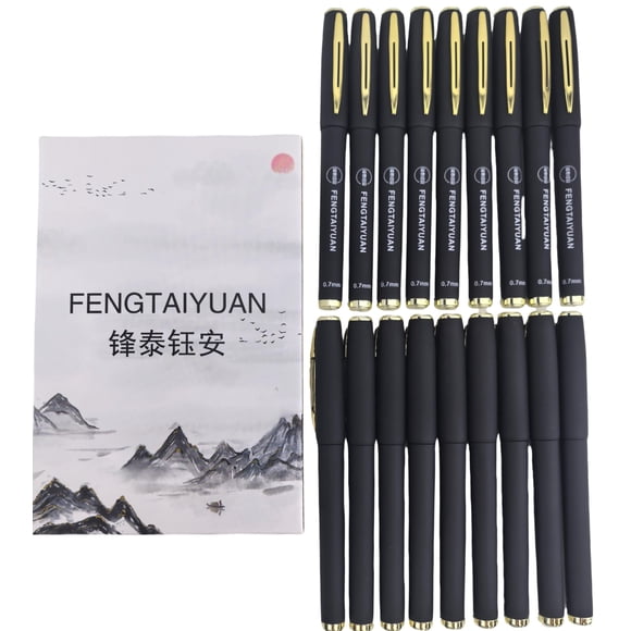 Fengtaiyuan 07P18, Gel Ink Rollerball Pens, Black Ink, Fine Point, 18 Pack, Writing Smooth, Cool Pens (0.7mm-Black-18Pack)