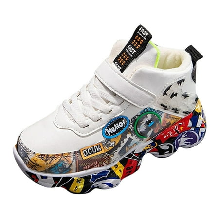 ZHAGHMIN Kids  Leather Sneakers Unisex Dad Shoes for Boys and Girls Large Size Running Shoes Breathable Shoes for Toddlers Baby Walking Shoes Girl White Size35