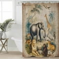 thumbnail image 4 of Shower Curtain, Vintage Jungle Animals Waterproof Shower Curtain Set with Hooks for Bathroom Showers,Stalls and Bathtubs,60x72In Elephants Giraffes Lions, 4 of 8