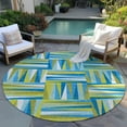 thumbnail image 6 of Addison Rugs Chantille Indoor/Outdoor Transitional Squares Teal Washable Round Rug, 8' x 8', 6 of 6