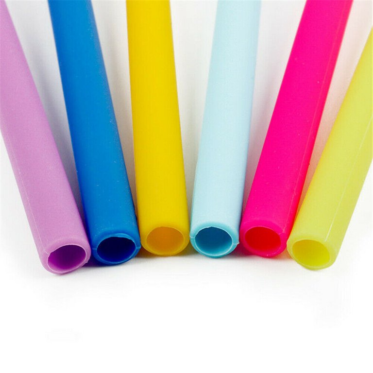 10 Silicone Drinking Reusable Straws with Bag, 6 Bend 4 Straight