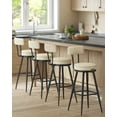 thumbnail image 6 of Set of 2 Modern Bar Stools with Back, 30-Inch Swivel Counter Height Stools, PU Leather Upholstery, Cream White Mid-Century Design, 6 of 7