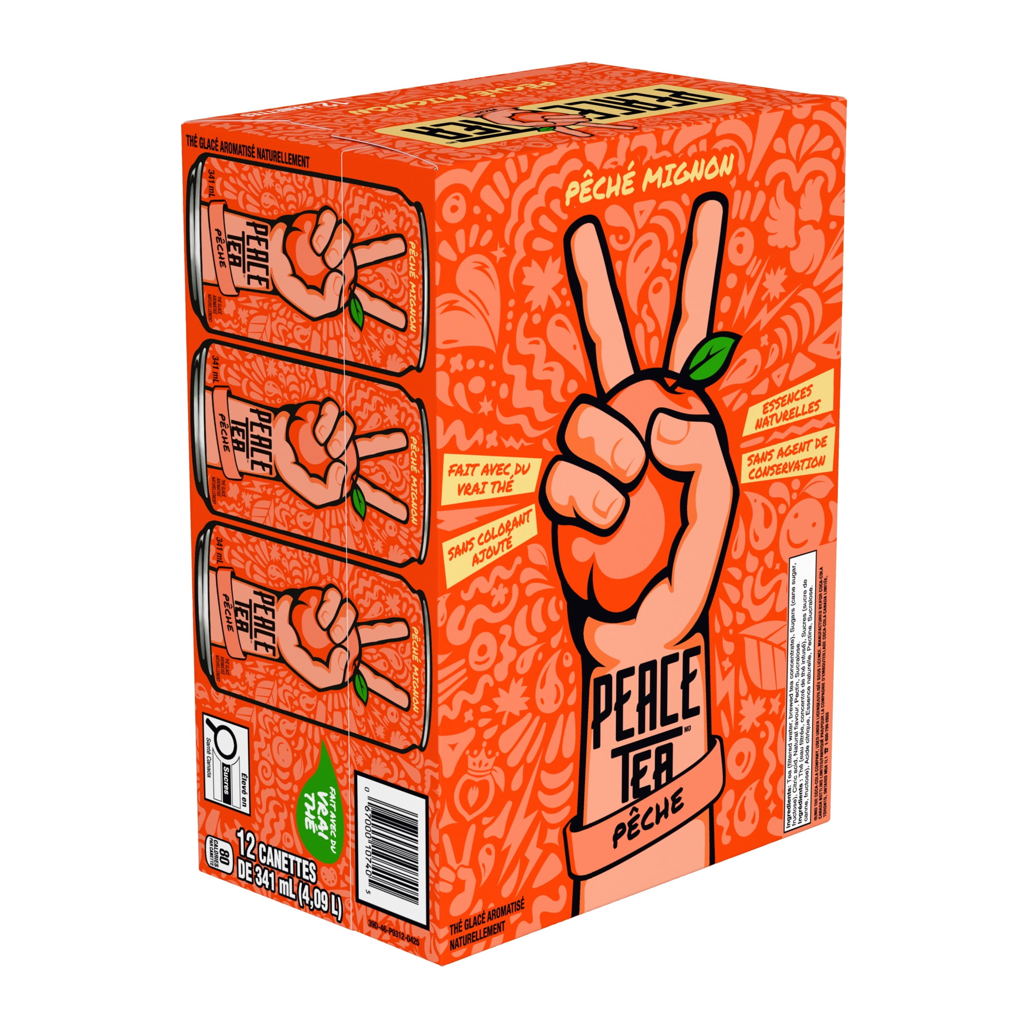 Peace Tea Peach Party Cans, 341 mL, 12 Pack, 12 x 341 mL