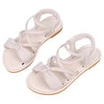 thumbnail image 5 of Zshosam Baby Summer Shoes Girl Girl's Bow Tie Decor Single Band Flats Square Open Toe Leather Slide Sandals Size 2,(White Big Kids 2), 5 of 6