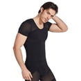 thumbnail image 4 of Chaleco moldeador de cuerpo adelgazante para hombre de nailon transpirable y cómodo, camiseta de compresión adelgazante negra XXL, 4 of 10