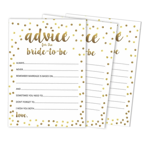 Inkdotpot Gold ConfettiAdvice And Wishes Set Of 50 Bridal Shower Advice Game ActivityCards