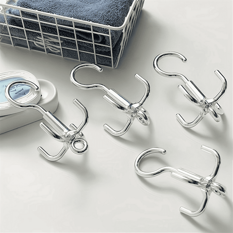 5PCS 360° Rotating Hanger Hooks Space Saving Wardrobe Organizer Clothes Rack Bag Shoes Scarf Hanger Silver ABS