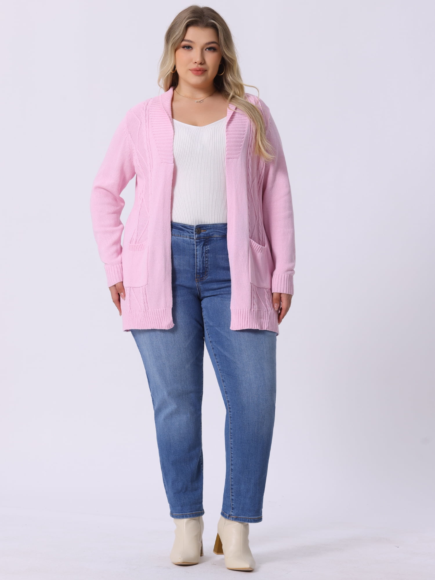 DARING DIVA Women's Plus Size Classic Cardigan Sweaters 2X Pink