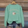 thumbnail image 2 of Gunia Halloween Ghost Sweatshirt For Women Graphic Crew Neck Long Sleeve Thin Pullover Top Hoodie Fall Fashion Clothes Mint Green S-2Xl, 2 of 3