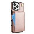 thumbnail image 6 of for iPhone 16 Pro Max Case, PU Leather Crossbody Wallet Case with Card Holder, Kickstand, Magnetic Clasp Folio Zipper Purse, Adjustable Removable Strap, Protective Back Cover, Rosegold, 6 of 11