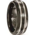 thumbnail image 5 of Titanium Edward Mirell Brushed/Polished/Grooved Black Ti 8mm Ring (Size 12.5) Made In United States emr127-12.5, 5 of 5