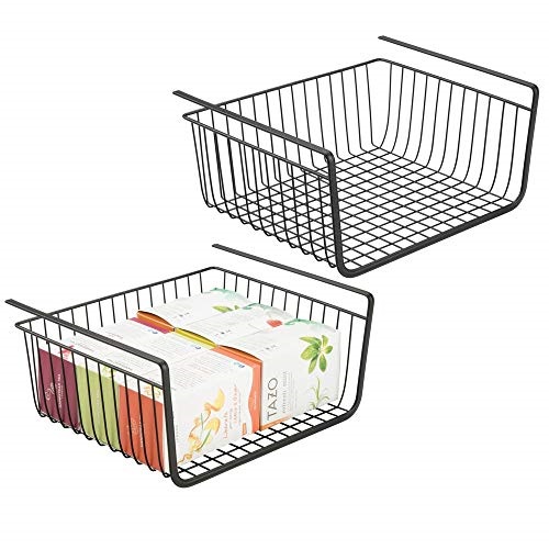 mDesign Household Metal Under Shelf Hanging Storage Bin Basket with