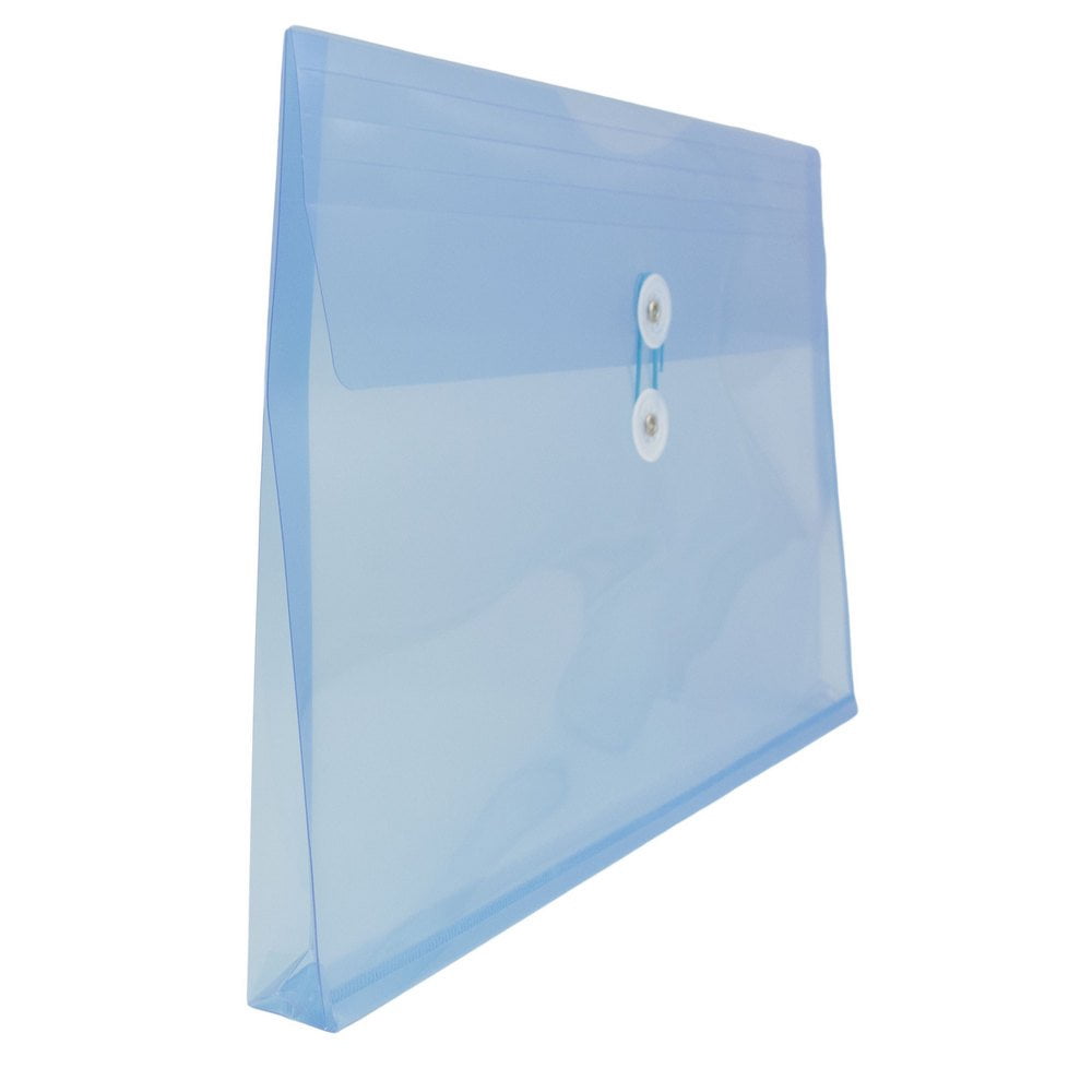 JAM Paper Plastic Envelopes, 9.8x14.5, Blue, Button String, Legal Booklet, 12/Pack