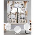 thumbnail image 2 of Home Sweet Swag Kitchen Curtains Sets for Windows 24 Inch Length, Wreath Botanical Farmhouse Plants Gradient Brown Short Window Curtain Swags Valances and Tiers 3 Piece Set for Cafe/Dining Room, 2 of 5