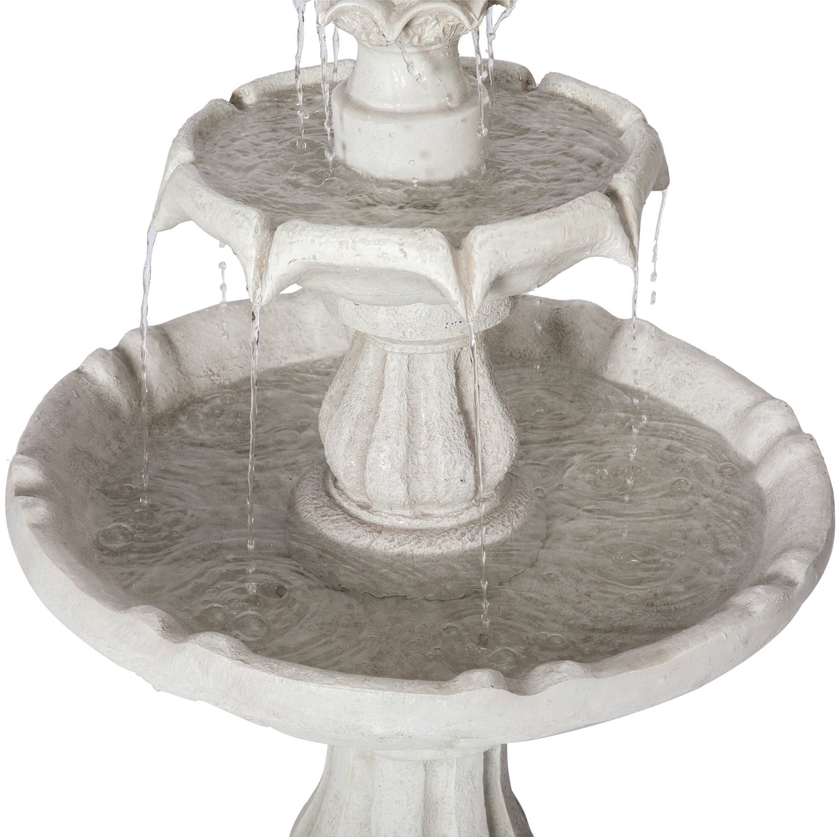 37.4"H 2-Tier Electric Outdoor Fountain with Pineapple Top,Classic Pedestal Cascading Water Feature for Outdoor Patio & Garden Water Feature,White