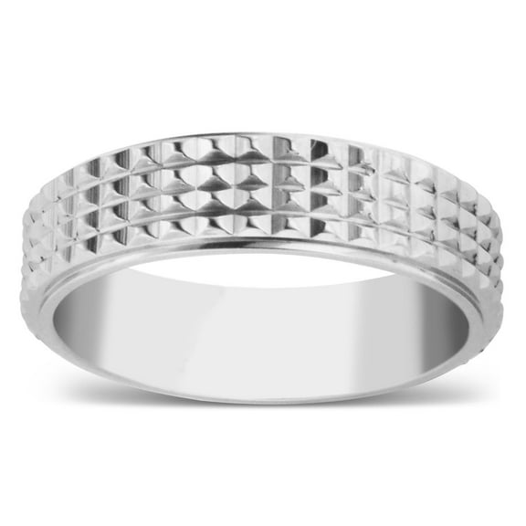 SuperJeweler 6 MM Brushed Finish Grated Men's Titanium Ring Wedding Band for Men