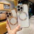 thumbnail image 2 of Compatible with iPhone 14 Pro Max Magnetic Clear Case,Luxury Plating Bling Transparent Shockproof MagSafe Case with Full Camera Lens Protector for iPhone 14 Pro Max Women Girl Men-Golden, 2 of 13