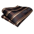 thumbnail image 7 of Hi-Tie Men Brown Plaid Ties and Pocket Square Sets Silk Business Checkered Necktie with Handkerchief Cufflinks Formal Wedding, 7 of 7