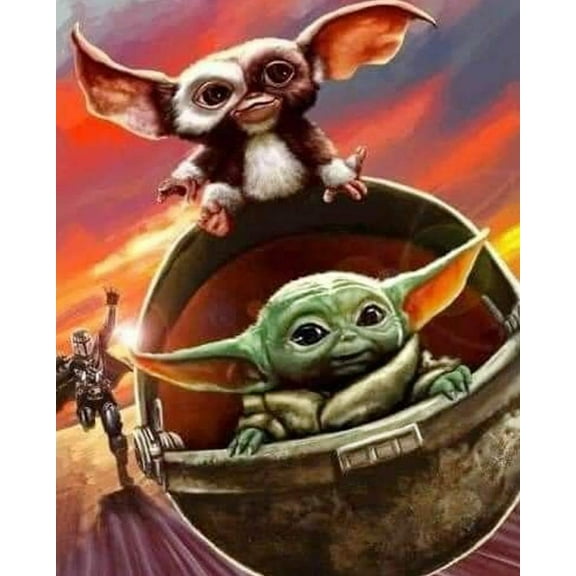 Yoda Baby Diamond Art Painting Kits, Diamond Art, Full Drill 5d Diamond Dots Kits Gem Art for Adults Wall Home Decor(12"x16")