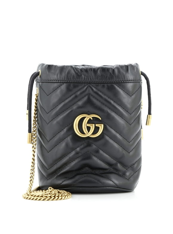 Pre-Owned GG Marmont Bucket Bag Matelasse Leather Mini By Rebag