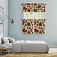 thumbnail image 6 of Red Strawberry Kitchen Curtains Valances and Tiers Set of 3 Country Fruit Flower Floral Lraf Green Background Tier Curtains and Valance with Rod Pocket for Small Windows, 27.5"x24", 6 of 9