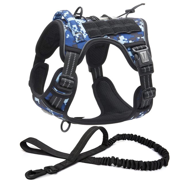 Reflective Tactical Harness For Large Small Dogs Training Vest Leash Pet Harness And Leash Set For Dog Outdoor Adjustable Padded