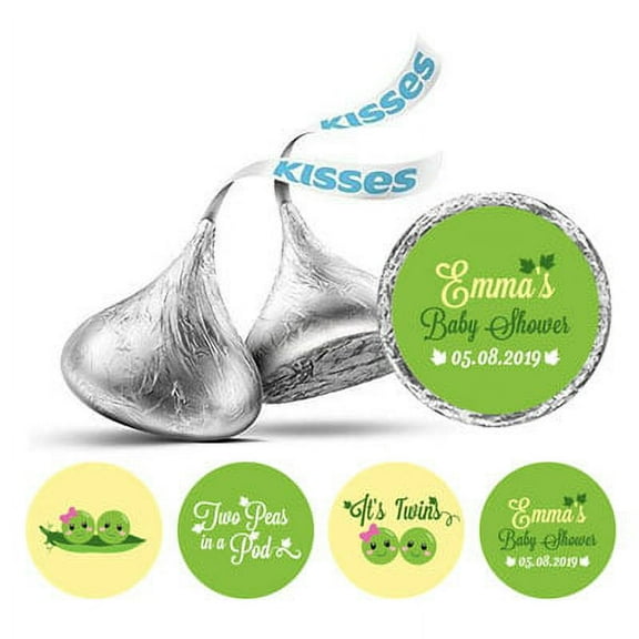 Darling Souvenir Twins Baby Shower Green Custom Stickers chocolate Candy Labels 190 Pcs