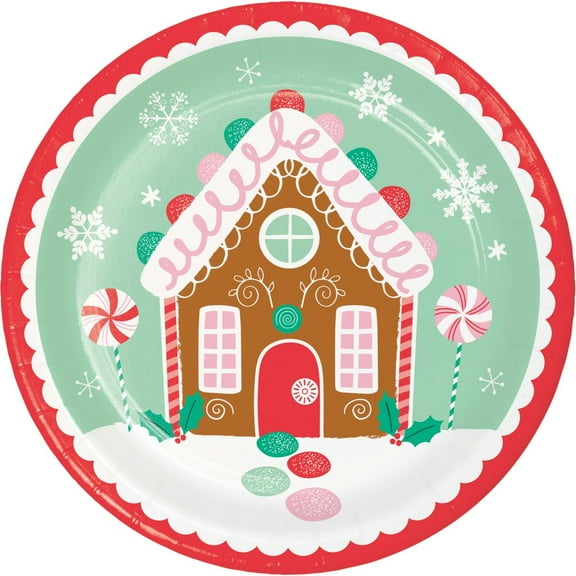 Holiday Gingerbread Sweets 9-inch Paper Plates 8 Per Pack
