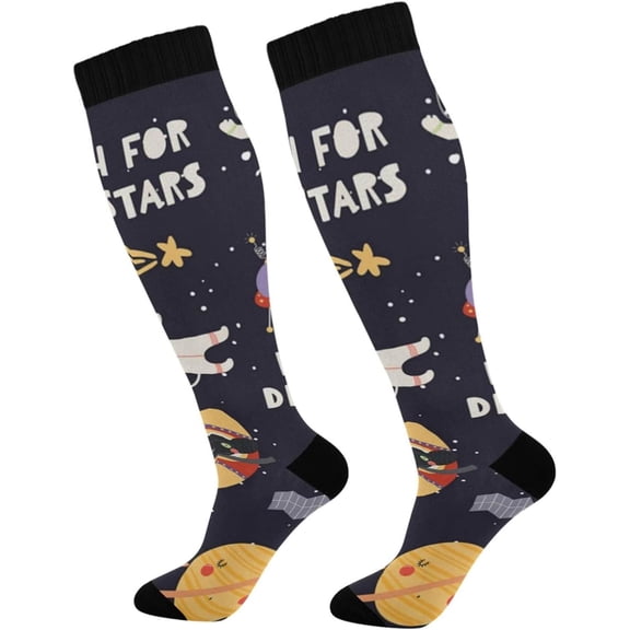 GZHJMY Space Compression Socks, Women Men Long Stocking (20-30mmHg), Travel Knee High Stockings for Athletic Sports,Running,Cycling,Nursing